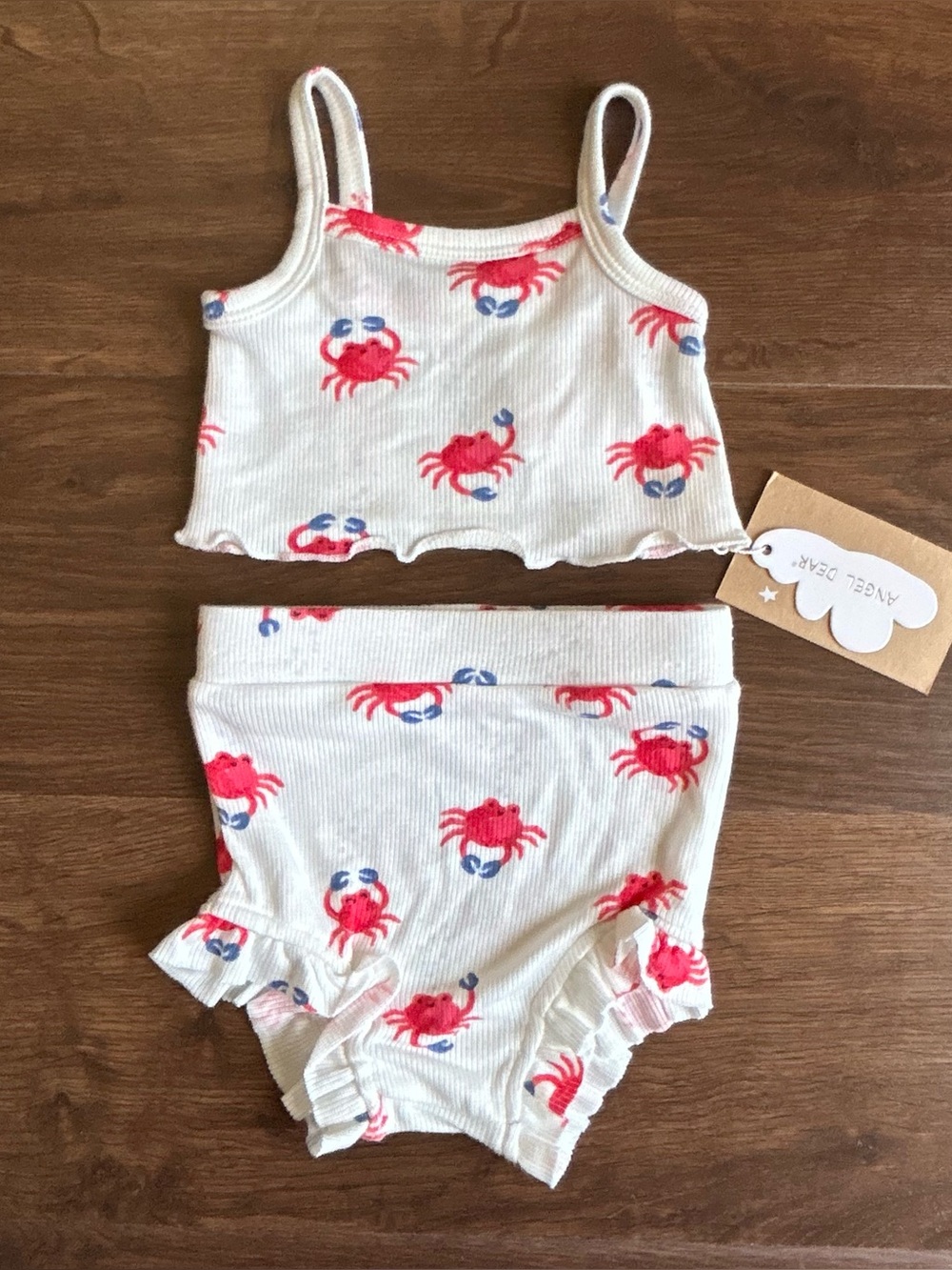 Angel Dear Crabby Cuties Tank Top and High Waisted Shorts Set 3-6m
